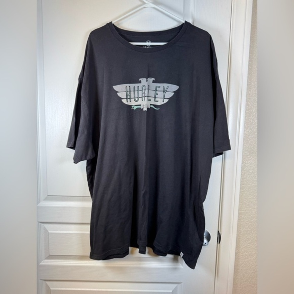 Hurley Shirt Crewneck Graphic Tee Short Sleeve Black Shirt Size XXXL EUC #5538
